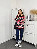 Светр жіночий оверсайз із принтом із горловиною 42-46, фото 2
