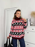 Светр жіночий оверсайз із принтом із горловиною 42-46, фото 3