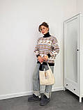 Светр жіночий оверсайз із принтом із горловиною 42-46, фото 6