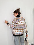 Светр жіночий оверсайз із принтом із горловиною 42-46, фото 7