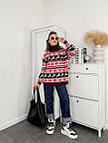 Светр жіночий оверсайз із принтом із горловиною 42-46, фото 8