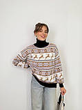Светр жіночий оверсайз із принтом із горловиною 42-46, фото 9
