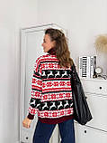 Светр жіночий оверсайз із принтом із горловиною 42-46, фото 10