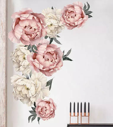 Наклейка на стіну Півонії 7 шт (лист 40 х 60 см) Б181-1, фото 1