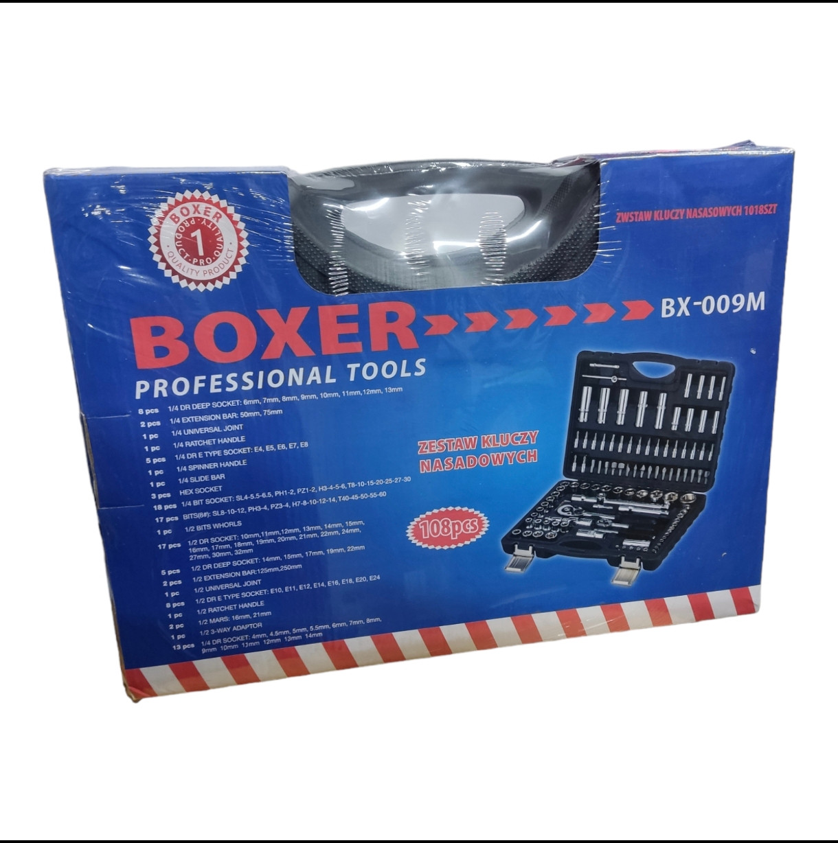 Набір головок з трещіткою BOXER 108од. (протиударний кейс) BX-009M BOXER