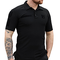 Форменна футболка поло чорна CoolPass на короткий рукав з липучками під шеврони