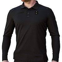 Форменна футболка поло чорна CoolPass на довгий рукав з липучками під шеврони