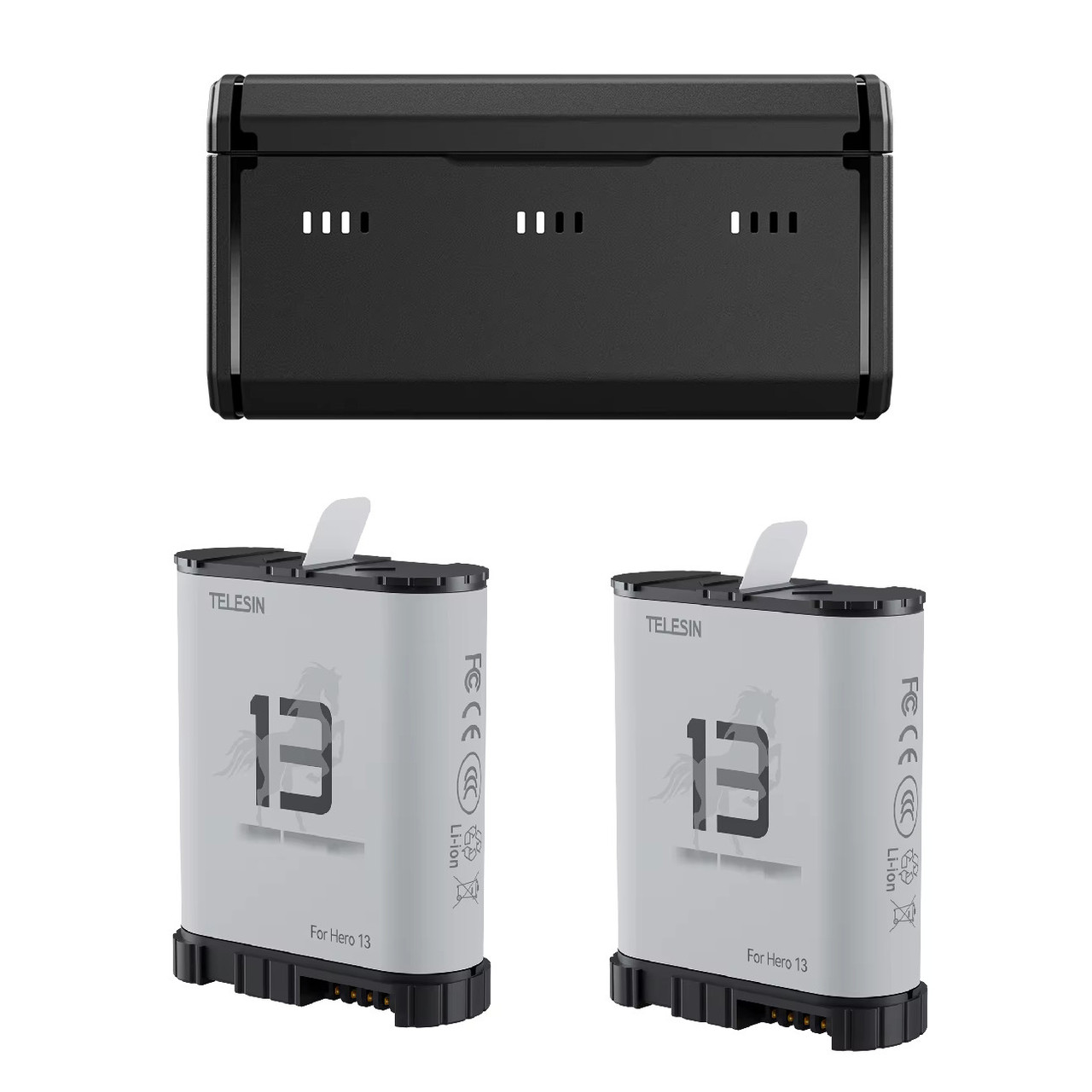 Зарядка + 2 акумулятори GoPro 13 Stamina морозостійкий Telesin S0-ECB-09-TGP, фото 1