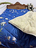 Ковдра зимова двостороння напівторна з відкритим хутром з овчини 145х210, фото 3