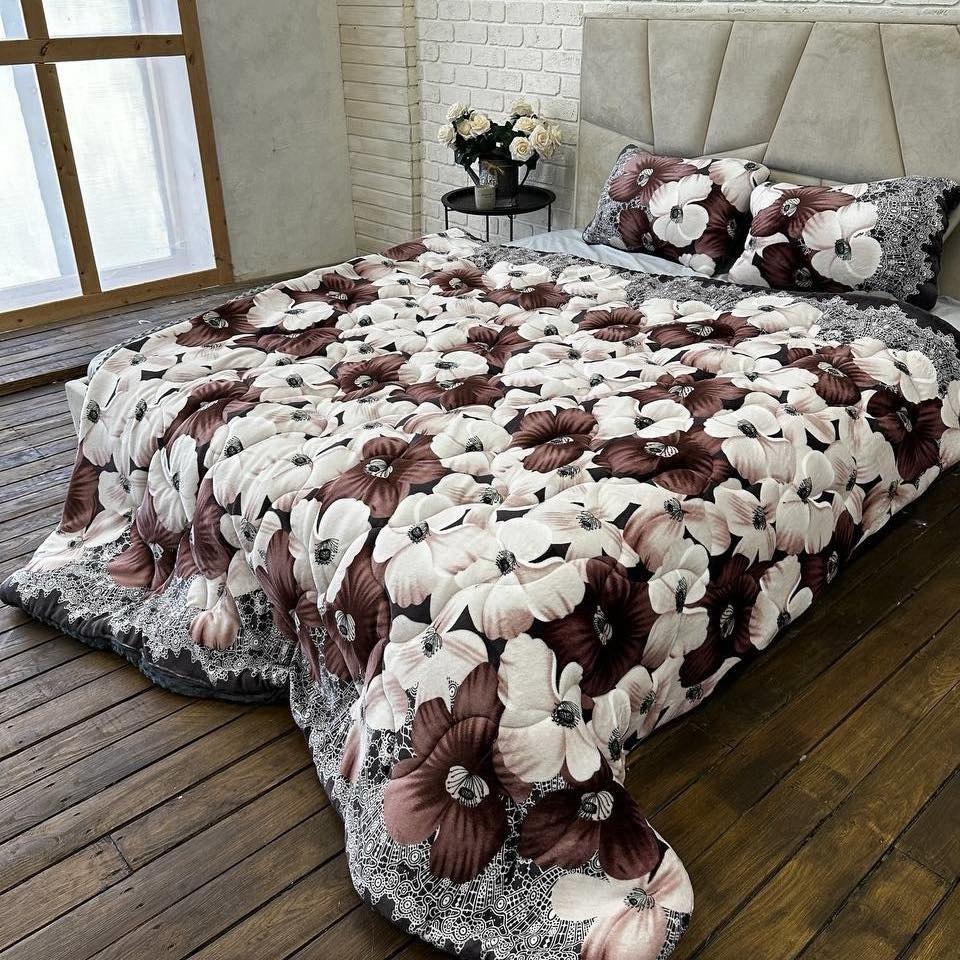 Ковдра зимова велюрова двостороння євророзмір 195х215 стьобана Cappone, фото 1