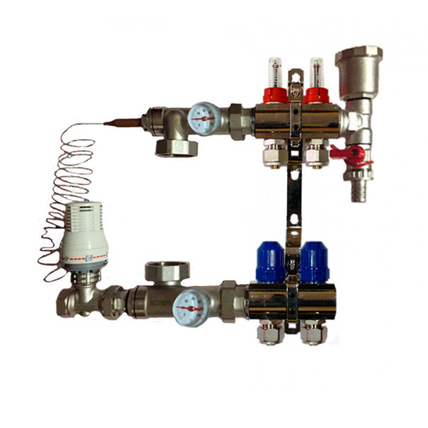 Колектор для теплої підлоги KOER (2 КОНТУРІВ)  у зборі без насоса