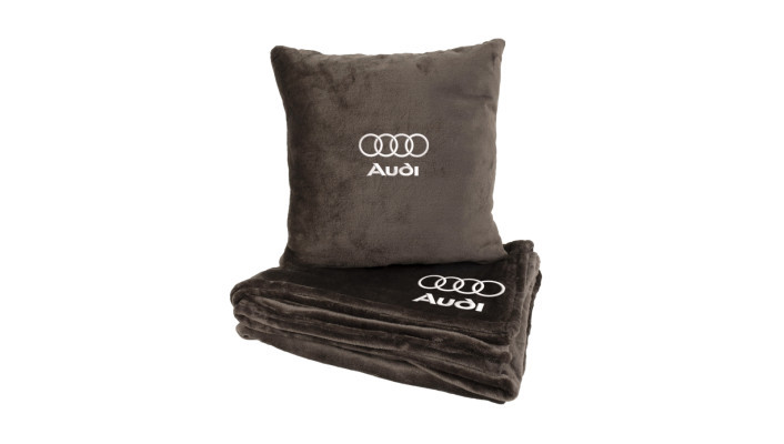 Подушка та плед в авто EVAtech із махри M для Audi коричневі MBLMPSMZV095, фото 1