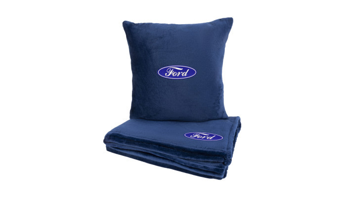 Подушка та плед в авто EVAtech із махри M для Ford сині MBLMPSMLV010, фото 1