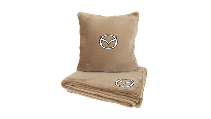 Подушка та плед в авто EVAtech із махри M для Mazda бежеві MBLMPSMIV015, фото 1