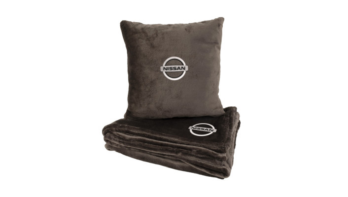 Подушка та плед в авто EVAtech із махри S для Nissan коричневі MBLMPSSZV021, фото 1