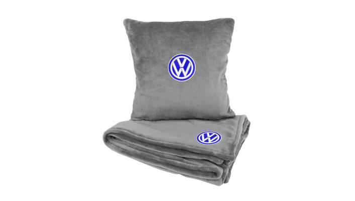 Подушка та плед в авто EVAtech із махри S для Volkswagen сірі MBLMPSSGV033, фото 1
