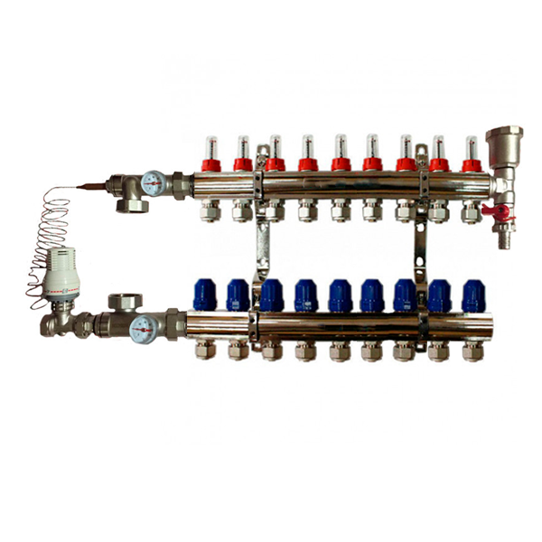 Колектор для теплої підлоги KOER (9 КОНТУРІВ) в зборі без насоса, фото 1
