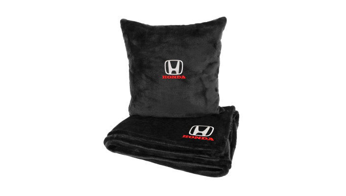 Подушка та плед в авто EVAtech із махри S для Honda чорні MBLMPSSBV060