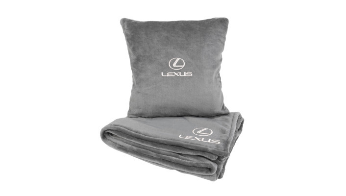 Подушка та плед в авто EVAtech із махри M для Lexus сірі MBLMPSMGV035