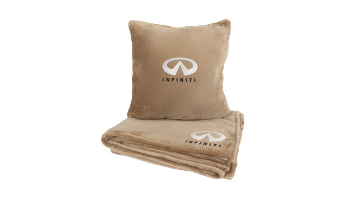 Подушка та плед в авто EVAtech із махри S для Infiniti бежеві MBLMPSSIV036, фото 1