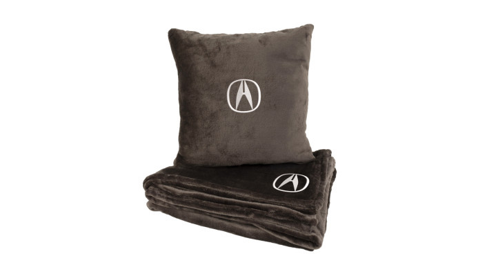 Подушка та плед в авто EVAtech із махри M для Acura коричневі MBLMPSMZV045, фото 1