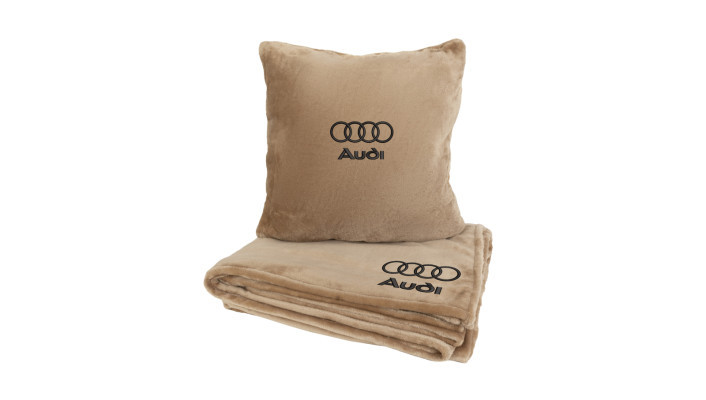 Подушка та плед в авто EVAtech із махри M для Audi бежеві MBLMPSMIV096, фото 1