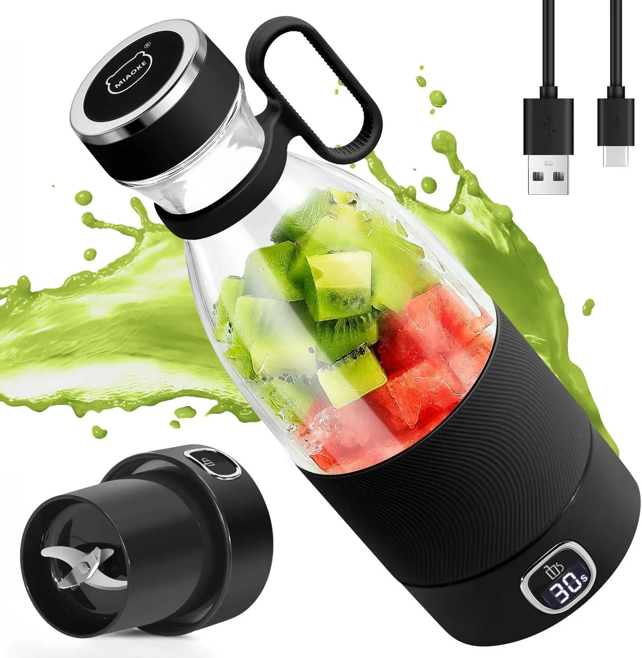 Портативний блендер-чашка для смузі та коктейлів 350 мл Fresh Juice Чорний