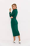Жіноче плаття міді під горло — зелений колір, S (є розміри), фото 2