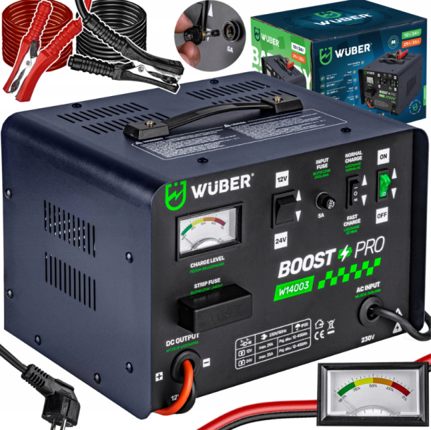 Зарядное устройство для автомобильного аккумулятора 29А 12/24В 12-400Ач Wuber (Польша)