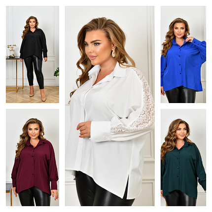 Жіноча однотонна блузка софт батал, фото 1