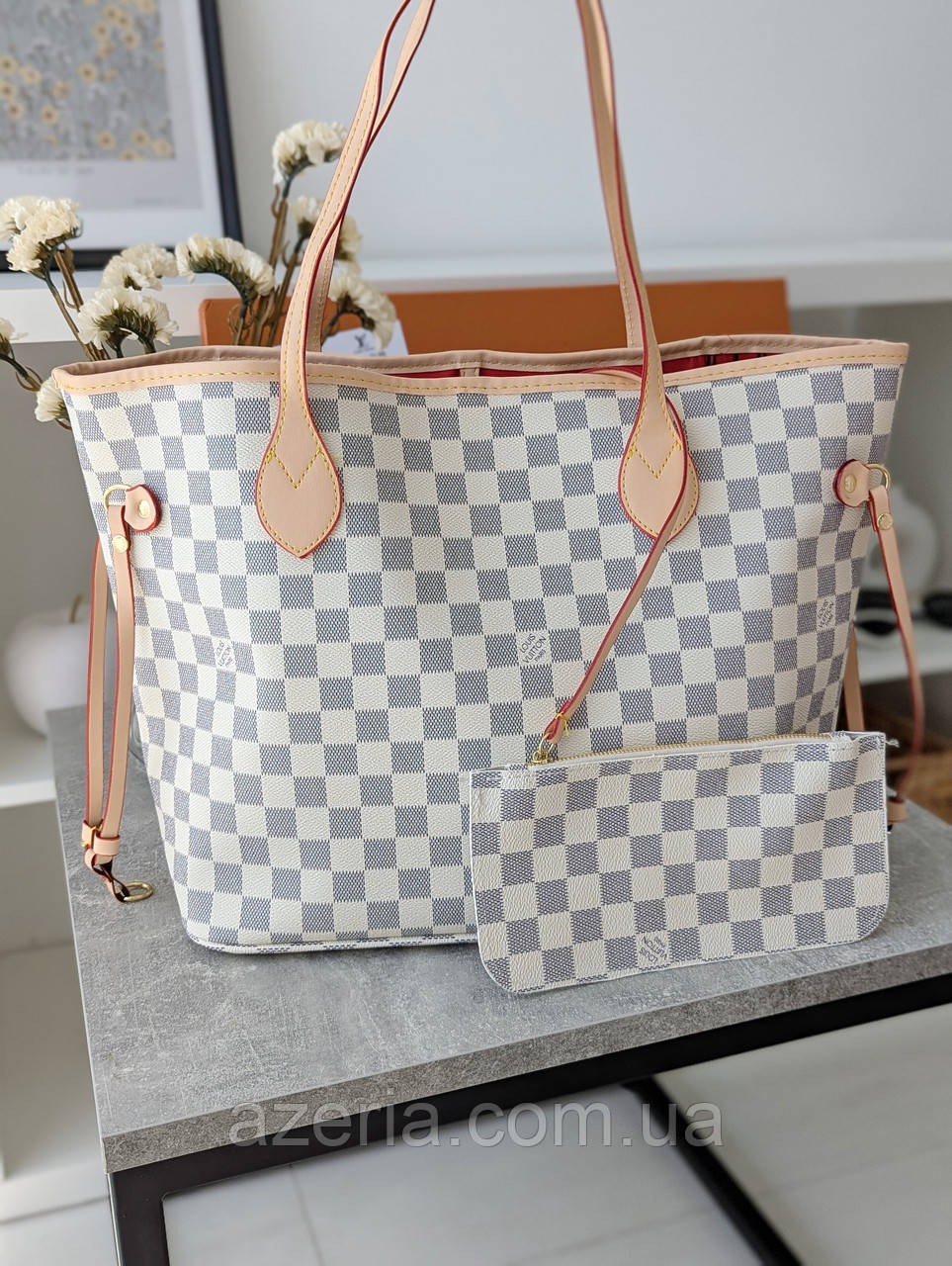 Якісна класична сумка з косметичкою велика сумка Louis Vuitton Neverfull сумка 2в1 сумка-шопер
