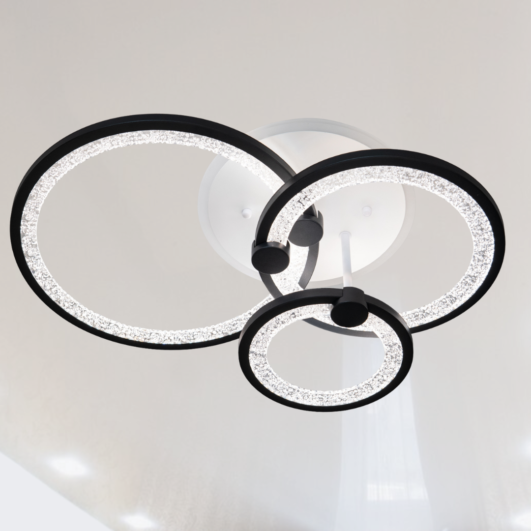 Люстра LED з пультом та підсвічуванням Diasha 70W до 16 м² колір Чорний 8180/3BK LED 3col dim, фото 1