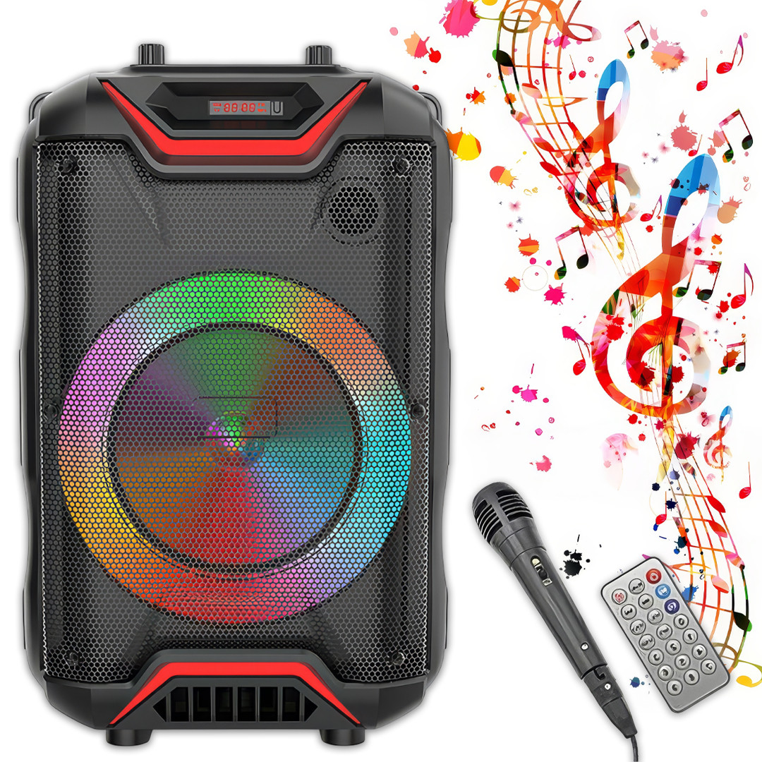 Колонка музична з дротовим мікрофоном та пультом ZQS8128, фото 1