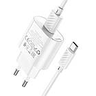 Адаптер мережевий Hoco Type-C Cable Fighter single port charger C109A |1USB, 18W/3A, QC| білий, фото 2
