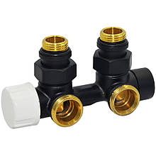 Вузол підключення радіатора термостатичний Carlo Poletti FIRST BLACK MATTE 1/2″x3/4" (Італія) 110174