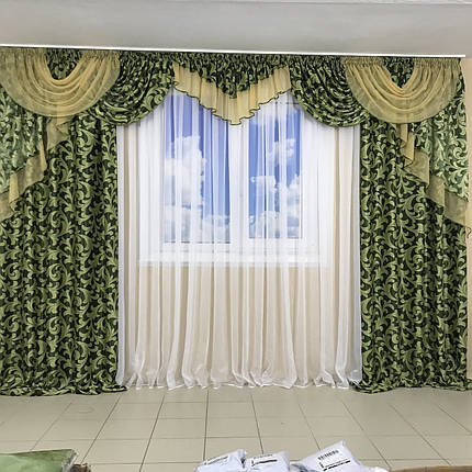 Штори в зал спальню готові №243 3,5 м ізумруд, фото 1
