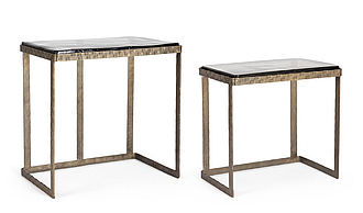 Набір із 2 прямокутних столиків із латуні Zayla