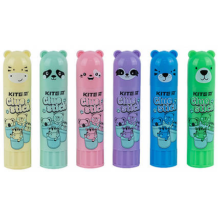 Клей-олівець PVP Kite K24-1131, Colorful, з фігурним ковпачком, 15 г