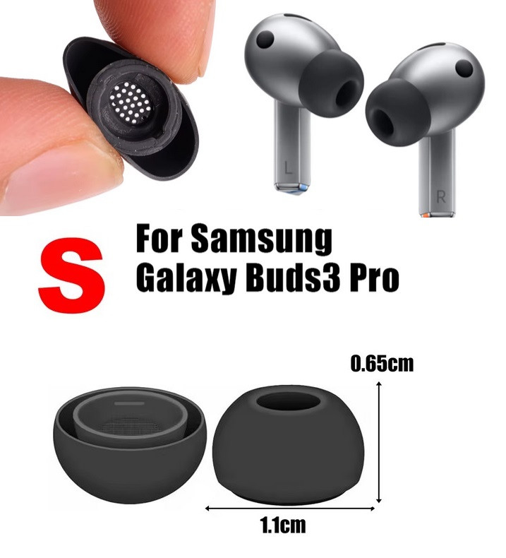 Оригінальні амбушури Samsung Galaxy Buds 3 Pro Buds3 Pro SM-R630 розмир S маленькі чорні, фото 1