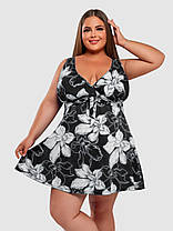 Купальник танкіні із закритою спиною та шортами Fuba 25117-2 чорний-білий 52 54 56 58 60 розмір, фото 3