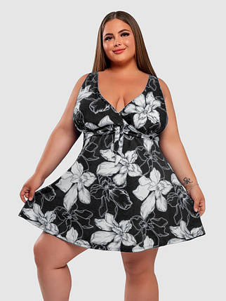 Купальник танкіні із закритою спиною та шортами Fuba 25117-2 чорний-білий 52 54 56 58 60 розмір, фото 1