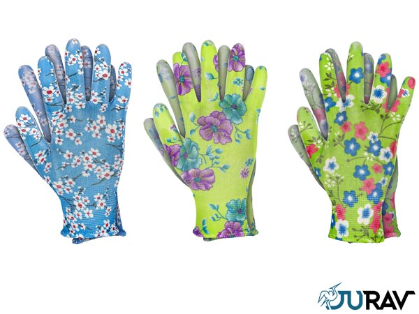 Рукавички JURAV J-FLORI-PU тонкі захисні жіночі з поліуретану для садових робіт розмір 8