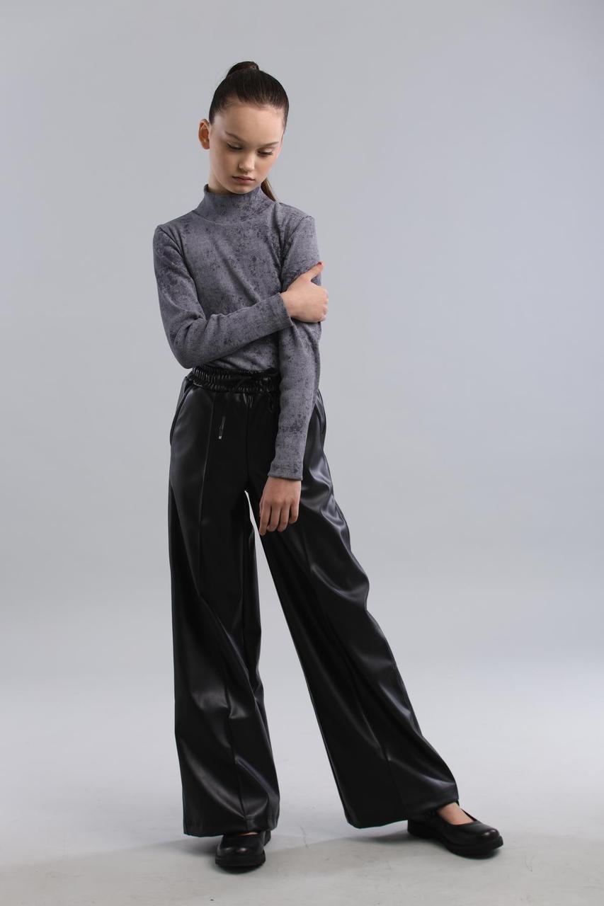 Брюки палаццо з екошкіри на флісі, фото 1