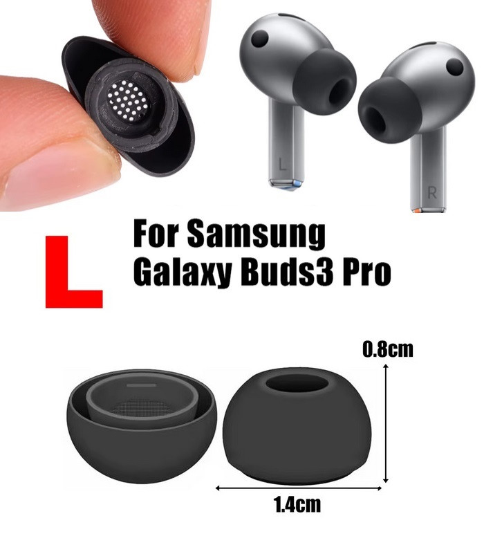 Оригінальні амбушури Samsung Galaxy Buds 3 Pro Buds3 Pro SM-R630 розмір L великі чорні, фото 1