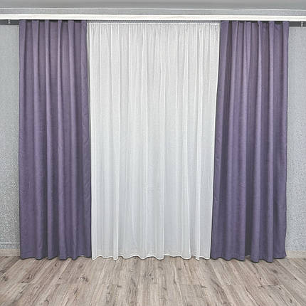Готові штори однотонні Мікровелюр лаванда, фото 1