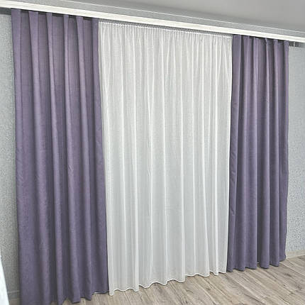Готові штори однотонні Мікровелюр лаванда, фото 2