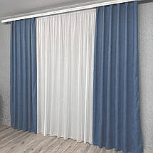 Готові штори однотонні Мікровелюр голубой, фото 3