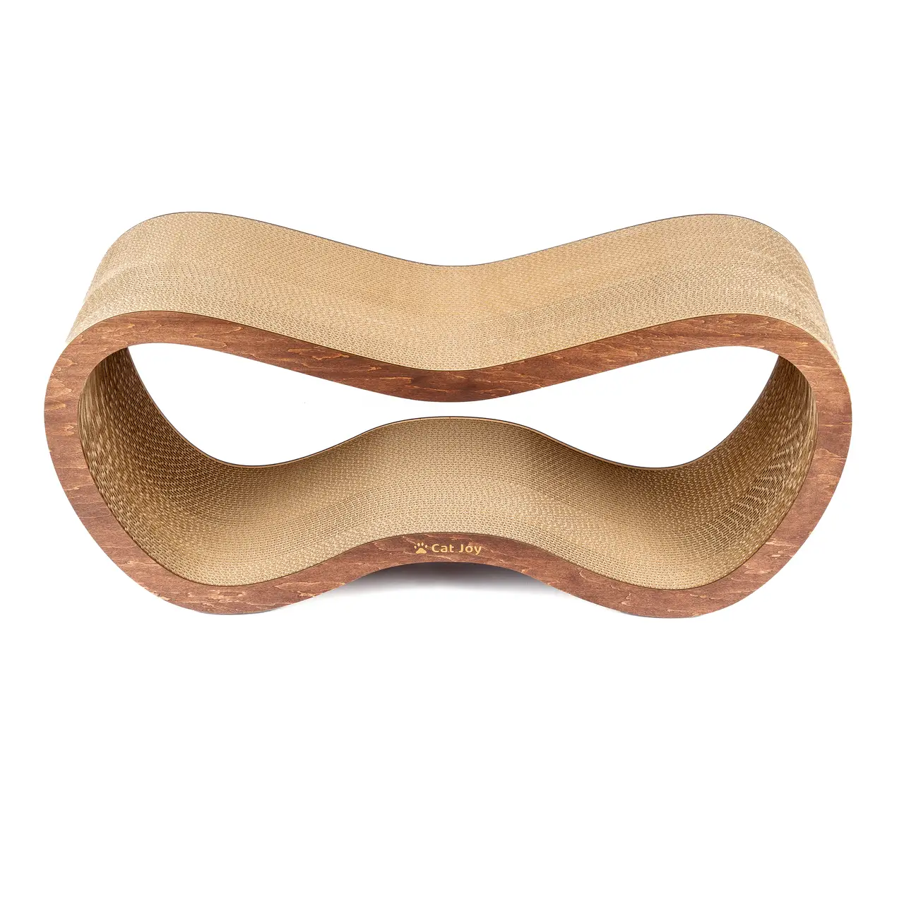 Кігтеточка дряпка Cat Joy Ф'южн XXL з гофрокартону з дерев'яним фасадом коричневий 77х29х29 см