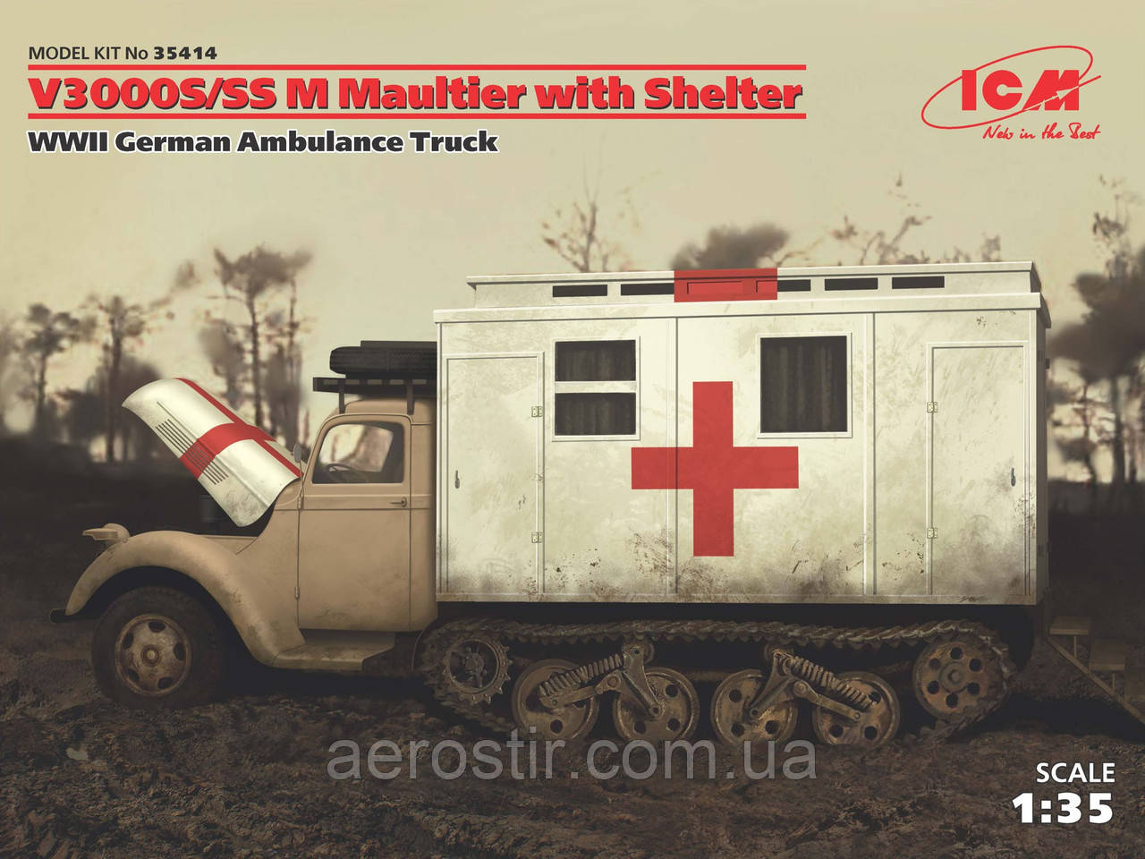 V3000S/SS M Maultier із санітарним будком 1/35 ICM 35414, фото 1