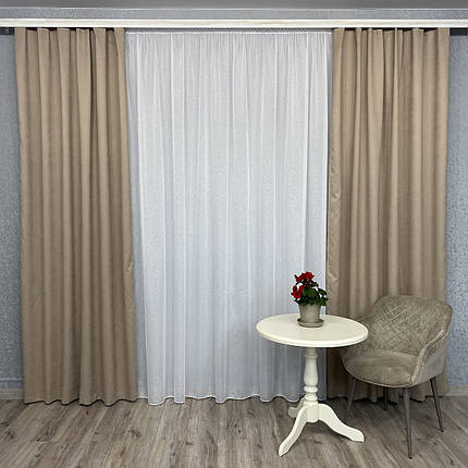 Готові штори однотонні Мікровелюр капучіно, фото 1